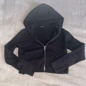 Brandy Melville Arden Women's Black Hooded Zip-Up Jacket